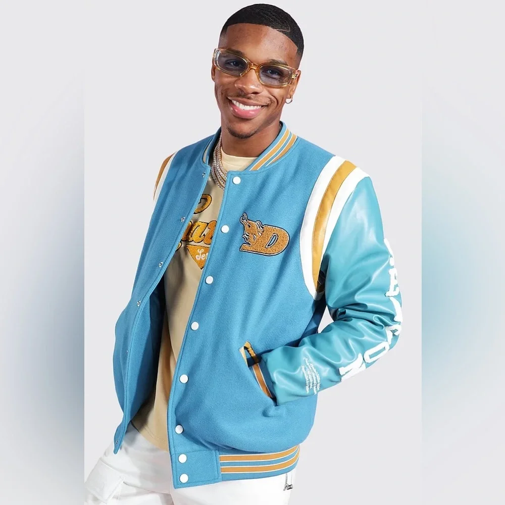 - BOOHOO MAN SPORTS VARSITY BOMBER JACKET